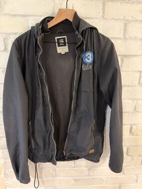 G-Star Black Windbreaker Jacket with Blue Accent